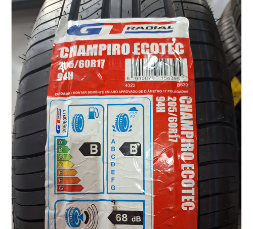 Pneu 205/60r17 Gtr Champiro Ecotec 94h Índice De Velocidade H