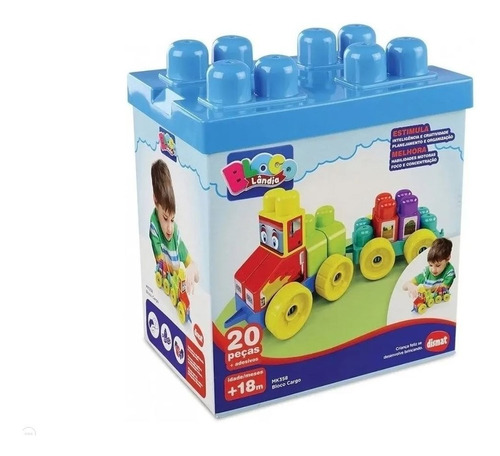 Brinquedo Infantil Bloco Cargo 20 Peças Dismat 2069