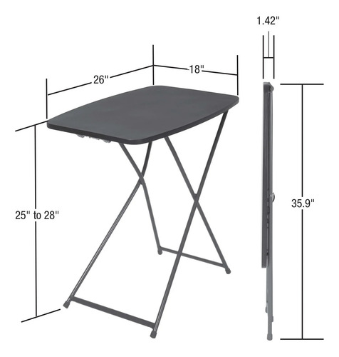 Mainstays Mesa Plegable 26 De Altura Ajustable, Negra,