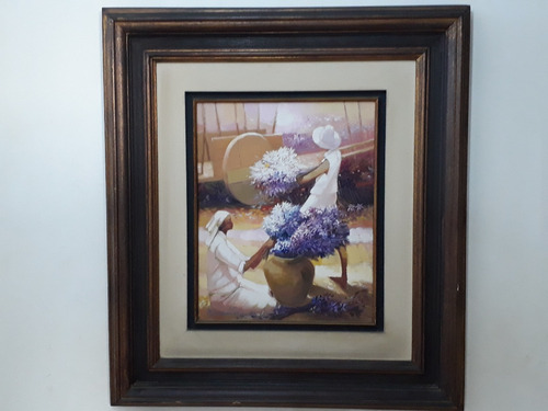 956- Manoel Costa - Ost. 67x75 Cm C/mold. Colheita De Flores (Usado)