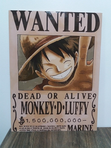 Imagem 3 de 5 de Quadro One Piece (wanted) Mdf 6mm *monkey D Luffy* S/moldura