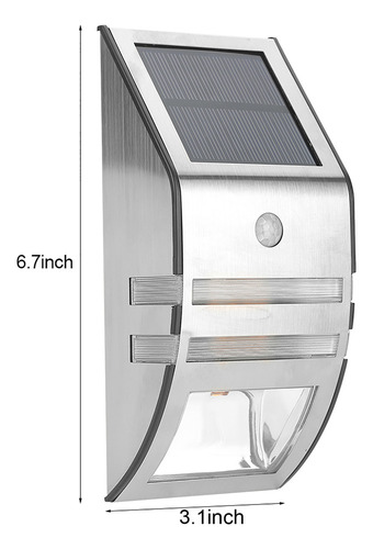 / Sensor Movimiento Pir Energía Solar 2 Led Luz Pared Camino