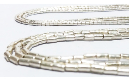Imagen 1 de 4 de Collar Mostacilla Gruesa De Plata 50 Centímetros