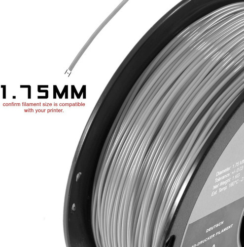 Hatchbox Filamento Para Impresora 3d Pla Gris, 1.75mm Color Gris