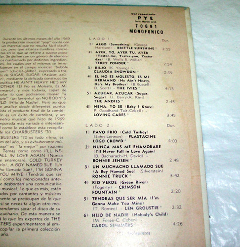 Chartbusters '70 Exitos 1970 Beatles Lennon Creedence Covers (Usado)