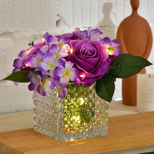 Fule - Arreglo De Centro De Mesa De Rosas Artificiales De Se
