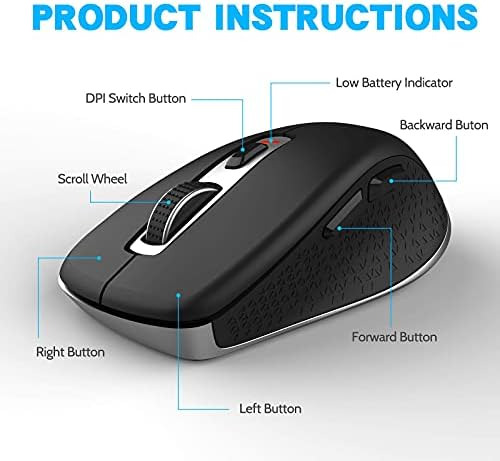 Mouse Inalámbrico 24g Ratón Inalámbrico Sin Ruido 5 Dpi De