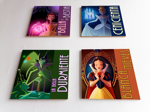 Cuadros Decorativos Mdf Princesas Disney ( Set De 4 Pz )   