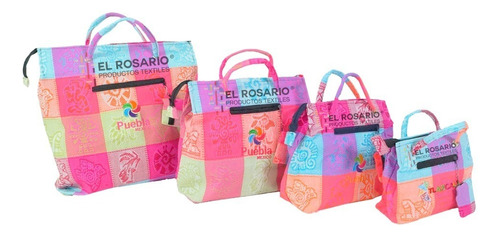 Bolsa Artesanal Con Bordado Personalizado Jumbo (10pack) Color Colorín Turquesa2-pastel