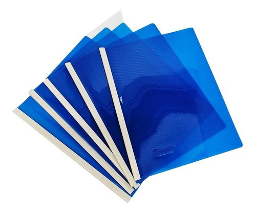 Carpeta Plástica Con Bisel Policover Carta Azul Paq X 5.