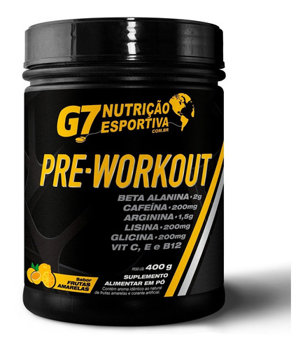 Imagem 1 de 4 de Pre Workout 400g C/beta Alanina Arginina Cafeína Pré Treino