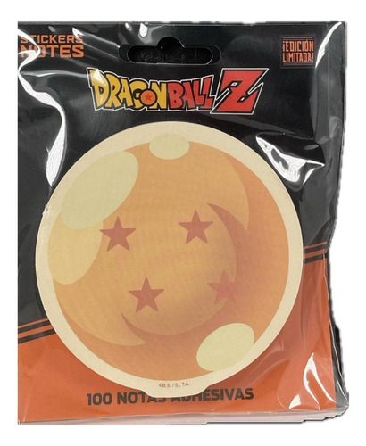 Bloc De 100 Notas Adhesivas Tipo Post It Dragon Ball Color Naranja / Esfera