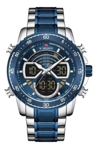 Relógio Masculino Naviforce Original Cor Da Correia Azul