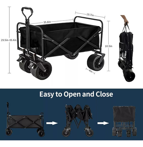 Carro Plegable Reforzado 100kg Carrito Compras Camping Playa