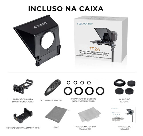 Teleprompter Para Câmera E Celular 8 Portátil Portátil T2pa