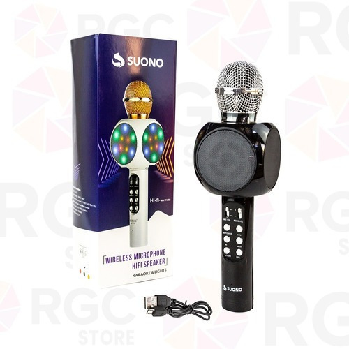 Imagen 2 de 6 de Microfono Karaoke Bluetooth Parlante Efectos Usb Recargable Portatil Potente Fiestas Cumpleaños