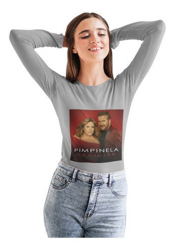 Polera Larga Dama Pimpinela Gira Traicion Estampado Algodon