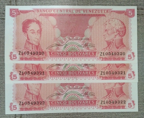 Set Billetes Venezolanos Estado Unc Y Consecutivos 