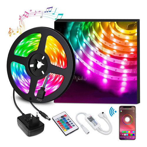 Kit Tira Led 5050 Rgb Controladora Wifi X 5 Mts Decoracion