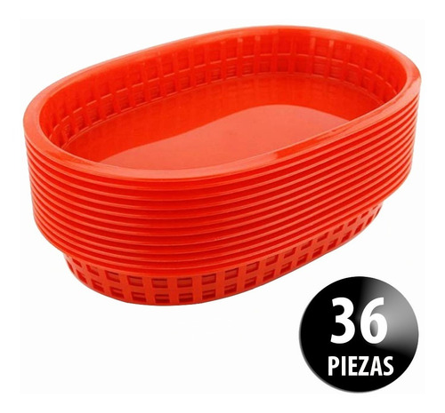 Canasta Plástica 27.5 Cm Comida Rápida Botana 36 Piezas