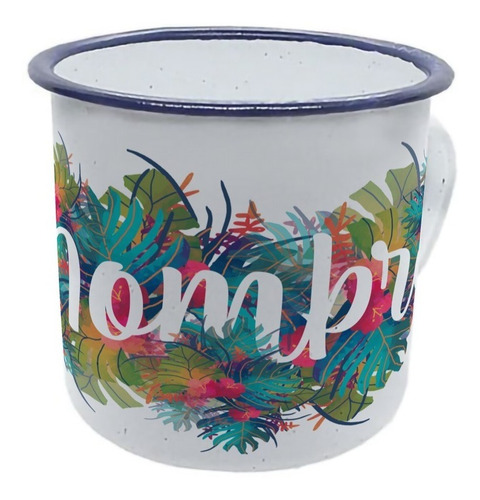 Taza De Peltre Hojitas Coloridas Personalizadas