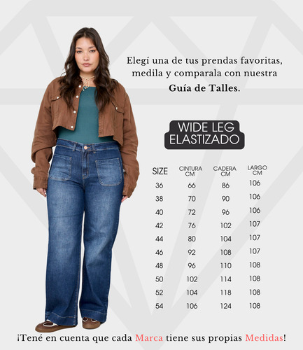Jeans Wide Leg Mujer Elastizado Juvenil Talle Grande Cenitho