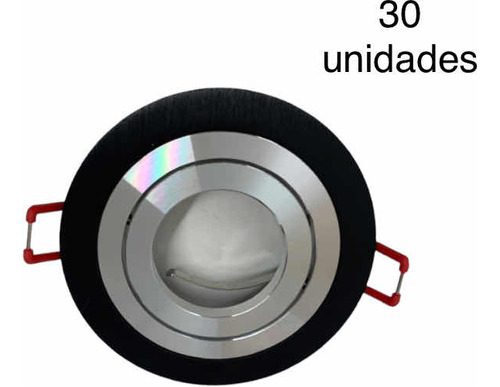 30 Spot Embutir Redondo Preto Cromado P/ Led Dicróica Gu10