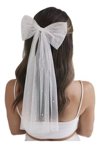 Laço De Tule Com Pérolas Para Penteado De Noiva / Daminha
