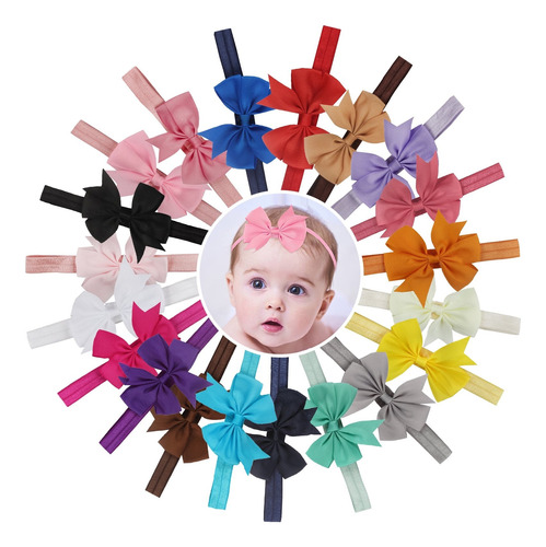 Diademas Para Bebés Vincha Elastizada Con Moño 20 Colores