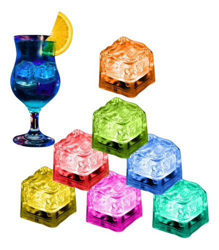 60 Cubos Hielo Led Luminosos Multicolor Bebidas Fiesta Bodas