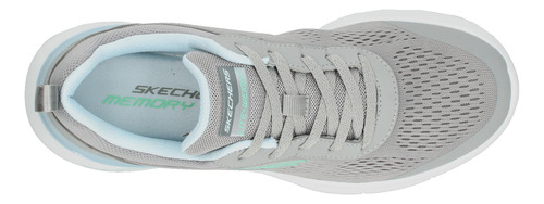 Tenis Dama Skechers Air Dynamight Gris Deportivo Entrenamiento Running Cintas Ajustables Para Mujer