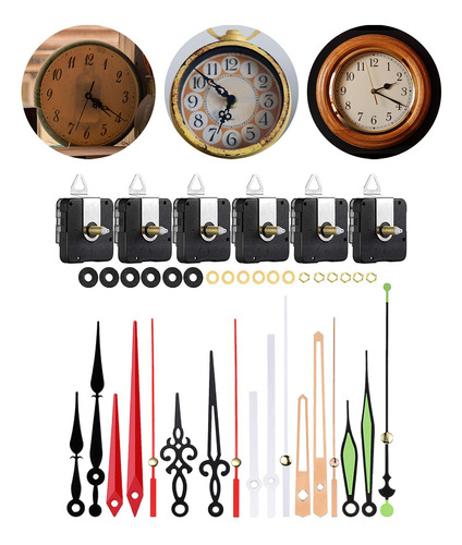 6 Set Diy Reloj De Pared Mecanismo De Eje 20mm Rosca 13mm