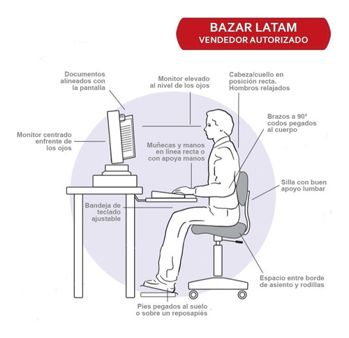 Imagen 6 de 6 de Reposa Apoya Pies Ergonomico Aidata Oficina Postura Piernas