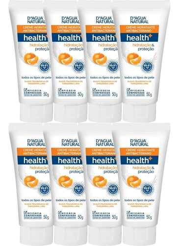 8 Creme Hidratante Antibacteriano Health+ 50g D'agua Natural