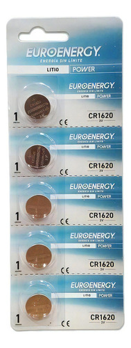 5 X Cr1620 Euroenergy 3v Litio Para Alarmas Sensores Relojes