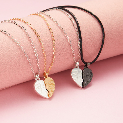 Imagen 3 de 9 de Collar Pareja Corazón Magnético Regalo Novios San Valentín