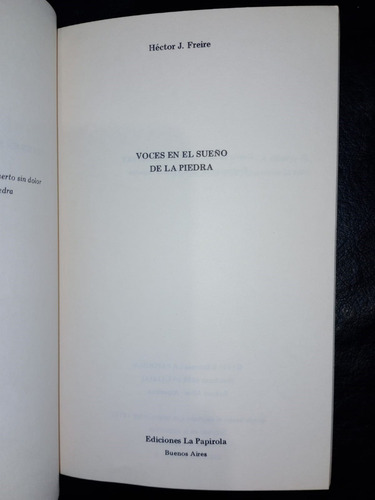 Libro Voces En El Sueño De La Piedra Héctor Freire