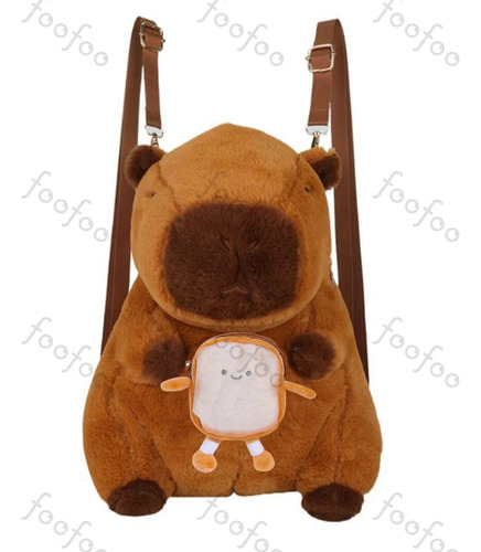Bonita Mochila Felpa Forma Capibara Para ,mochila De Peluche De Capibara Foofoo Pan De Billetera