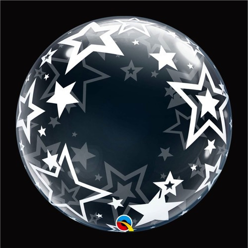 Balão Deco Bubble 24'/61cm Estrelas Elegantes Qualatex