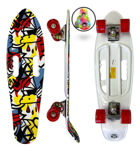 Skate Patineta Longboard Graffiti Luces Grande Scooter Italy Color Blanco