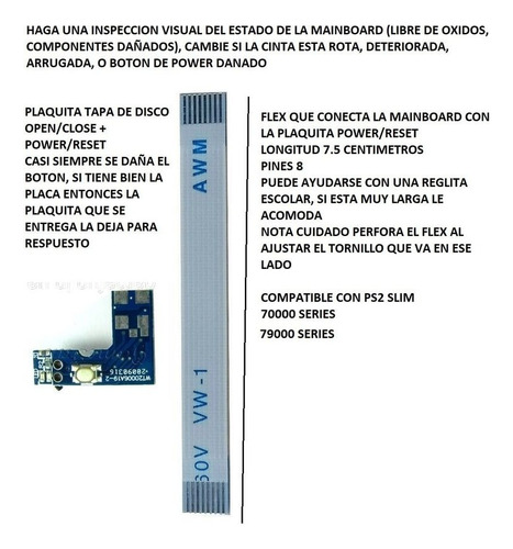 Flex + Plaquita Pow/reset Para Ps2 70000/79000 Series (Usado)