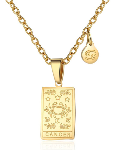 Collar Del Zodiaco Para Mujer Constelación Tarot Tarjeta Oro