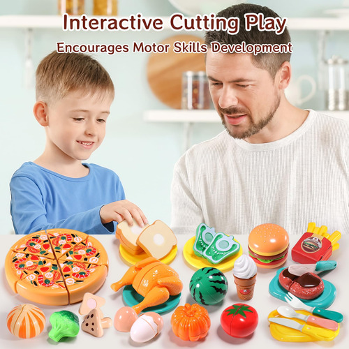 Set De Juego Para Cortar Risuntoy Kids Deluxe Con Comida Reb