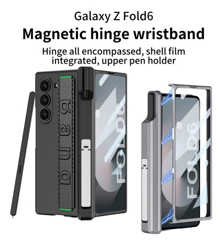 Funda Con Bisagra Magnética Para Samsung Galaxy Z Fold 6, Soporte Para Bolígrafos Con Película De Vidrio, Pliegue En Z, 6 P