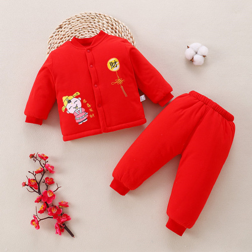 Ropa Bebé Roja Invierno Conjunto Abrigo Y Pantalón