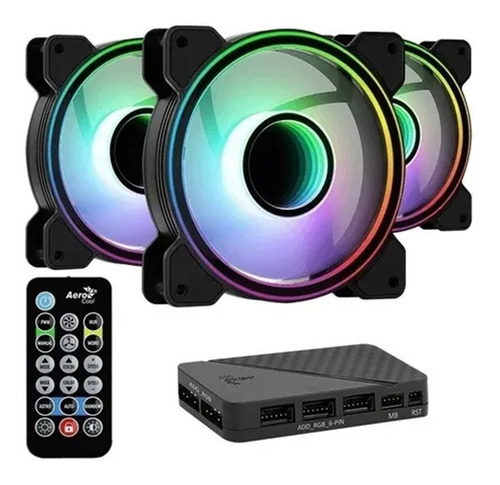 Imagen 1 de 5 de Kit De 3 Fans Aerocool Mirage 12 Pro Argb Controladora Pcreg