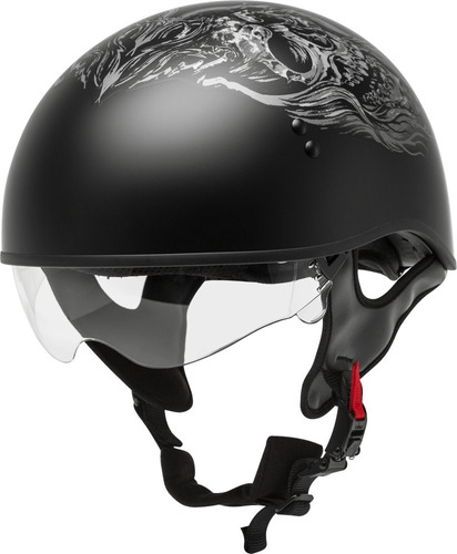 Casco Gmax Hh-65 Half Ghost/rip Naked Mate Negro/plata