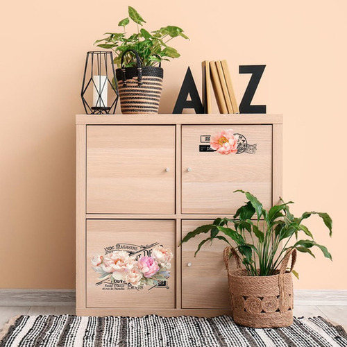 Beunitone 3 Hojas Peonías Flores Frotar Transferencias Para