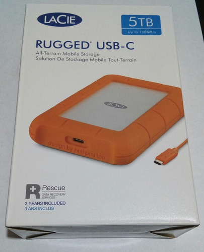 Disco Duro Externo Lacie Rugged 5tb Nuevo En Caja Sellada Naranja (Usado)