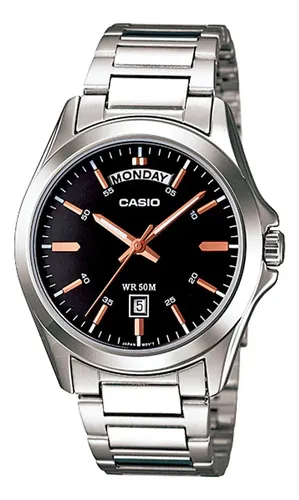 Reloj Casio Acero Caballero Doble Calendario Mtp-1370d-1a2